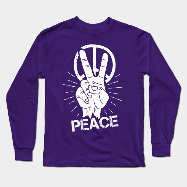 Peace Hand Fingers Long Sleeve T-Shirt by machmigo